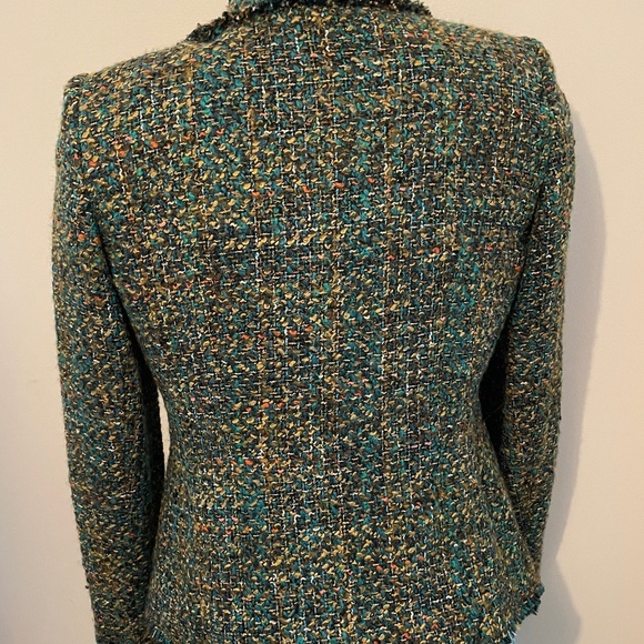 Lafayette 148 Blazer multicolor green drape collar fantasy tweed jacket size six - Picture 6 of 8